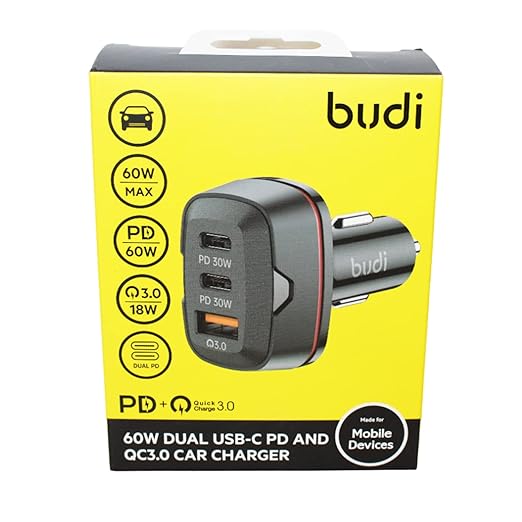 Budi Car Charger Dual USB Port 20w 4.2A