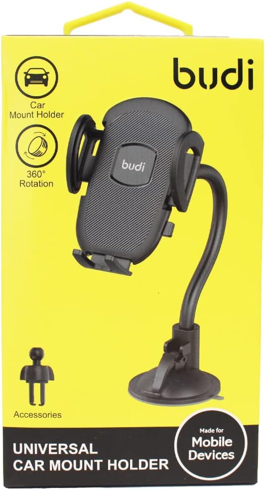 Budi Car Mount Holder (Model: CM525B) Windsheild Flex