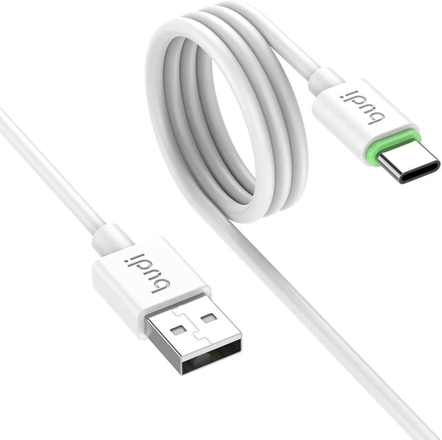 Budi 1M USB-A to USB-C Charge/Sync Cable (White Color)